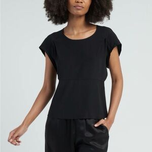 Zero + Maria Cornejo dark navy blue washed silk Short Sleeve Tee